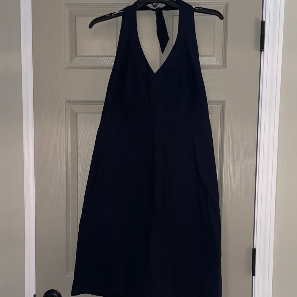 Sz 8 GAP Navy Blue Woven Cotton Stretch Summer Dress